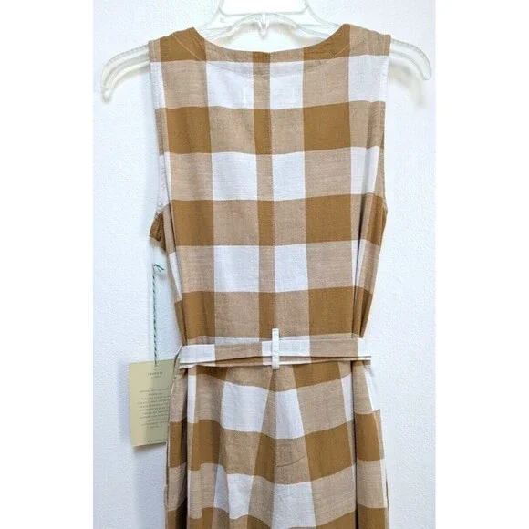 Anthropologie Trovata Birds of Paradise Jumpsuit Sz S Plaid Sleeveless V Neck - Picture 5 of 9